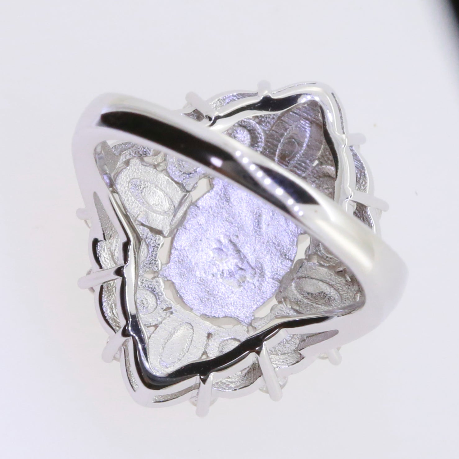 Sterling Silver Semi Mount Ring Setting Cab Oval OV 9X7mm OV 5x3mm RD3x3 Floral Cluster Statement Ring DHJ