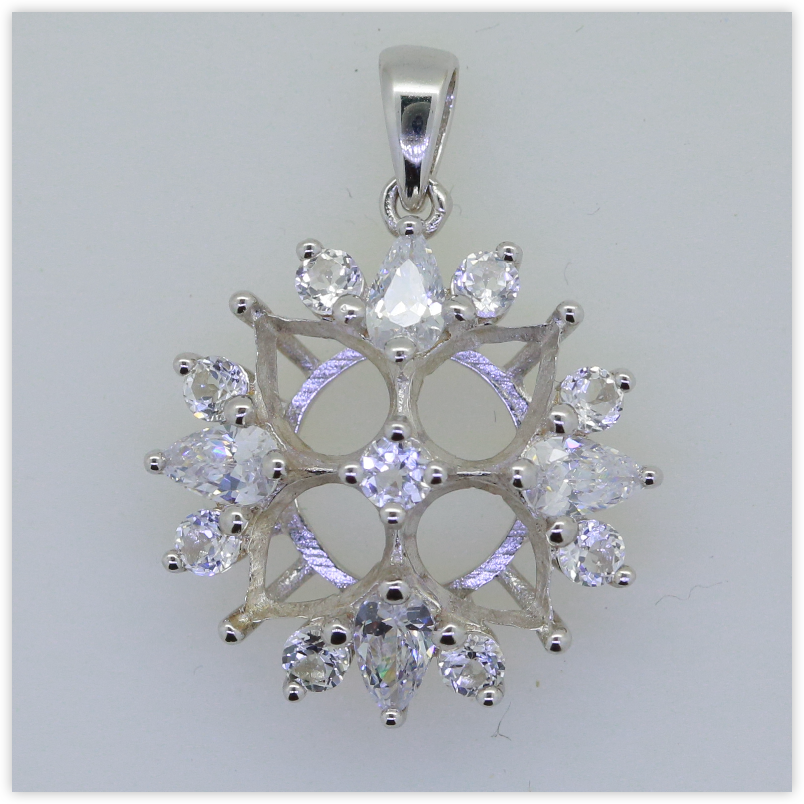 Sterling Silver Semi Mount Pendants Setting PE 7X5mm PE 5x3mm White Topaz Syzjewelry