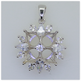 Sterling Silver Semi Mount Pendants Setting PE 7X5mm PE 5x3mm White Topaz Syzjewelry