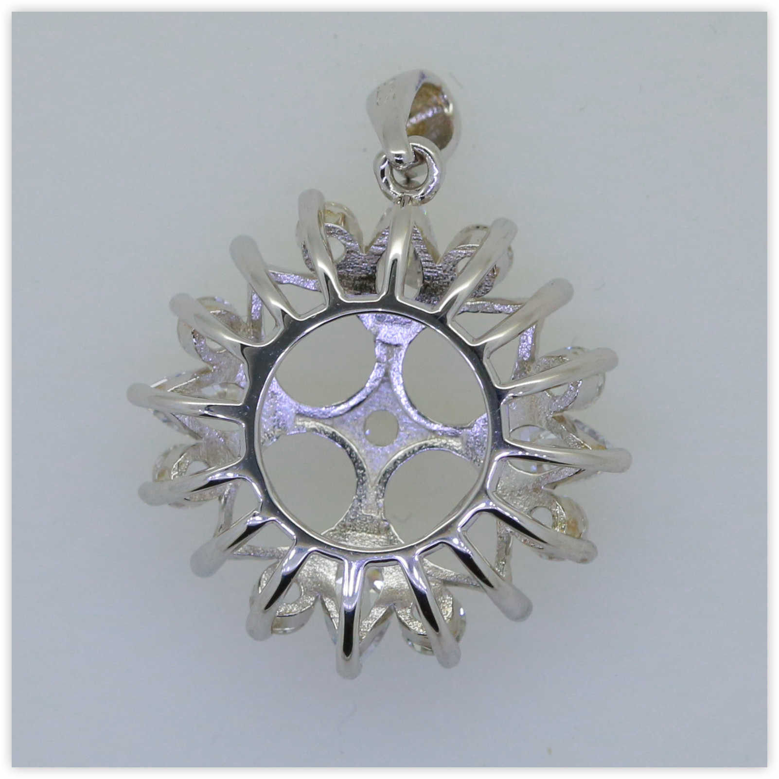 Sterling Silver Semi Mount Pendants Setting PE 7X5mm PE 5x3mm White Topaz Syzjewelry