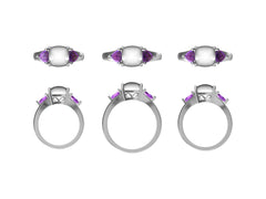 Sterling Silver Semi Mount Ring Setting Cabochon Cushion CU 8X8mm Tri 5x5mm 3 Stone Present Past and Future DHJ