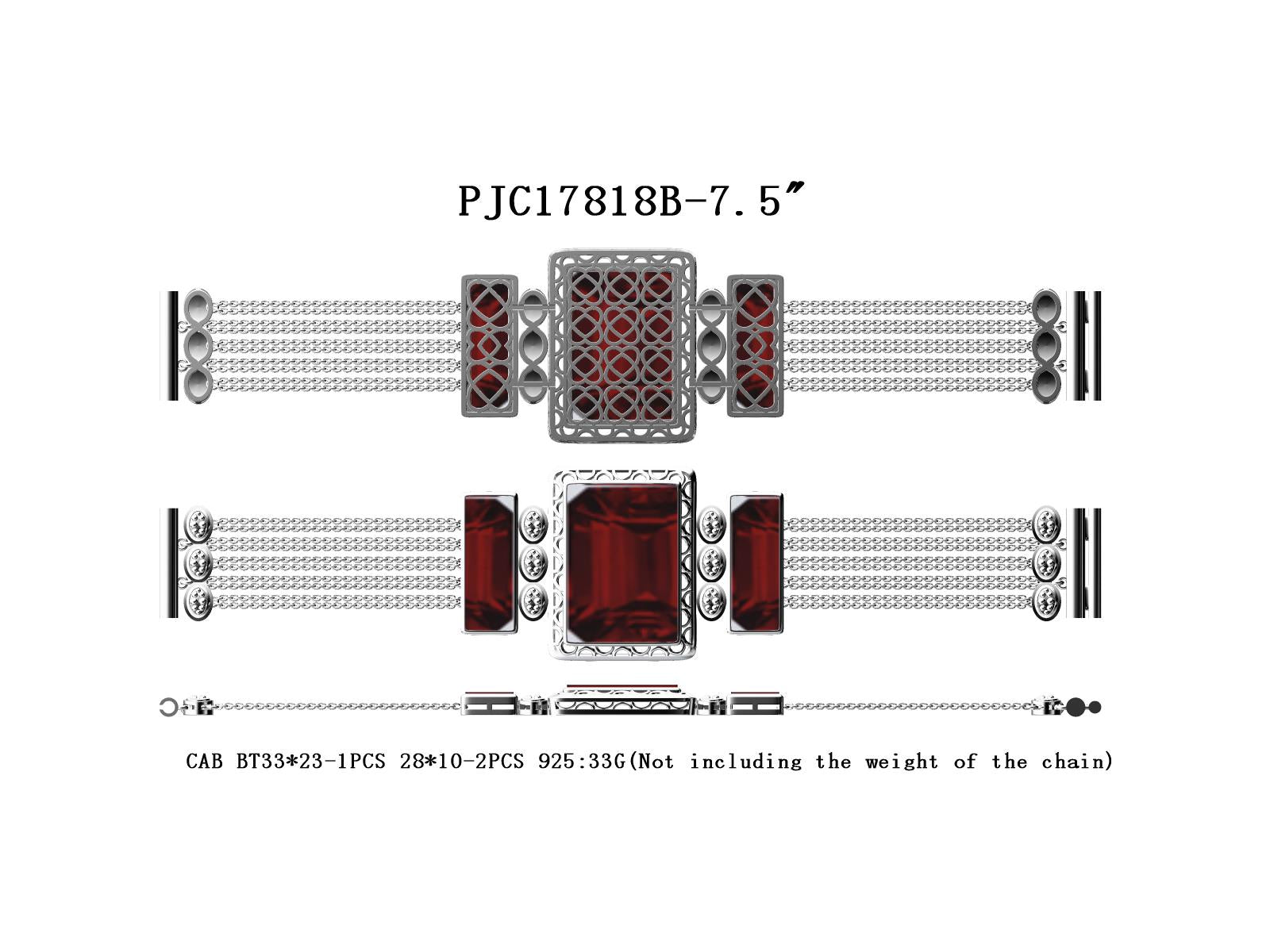 Sterling Silver Semi Mount Bracelet Setting Cab Cabochon BT 33x23mm DHJ