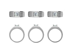 Men's Sterling Silver Semi Mount Ring Setting Round RD 6.5x6.5mm DHJ