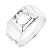 Men's Sterling Silver Semi Mount Ring Setting Round RD 8x8mm Ring with Accent - Syzjewelry
