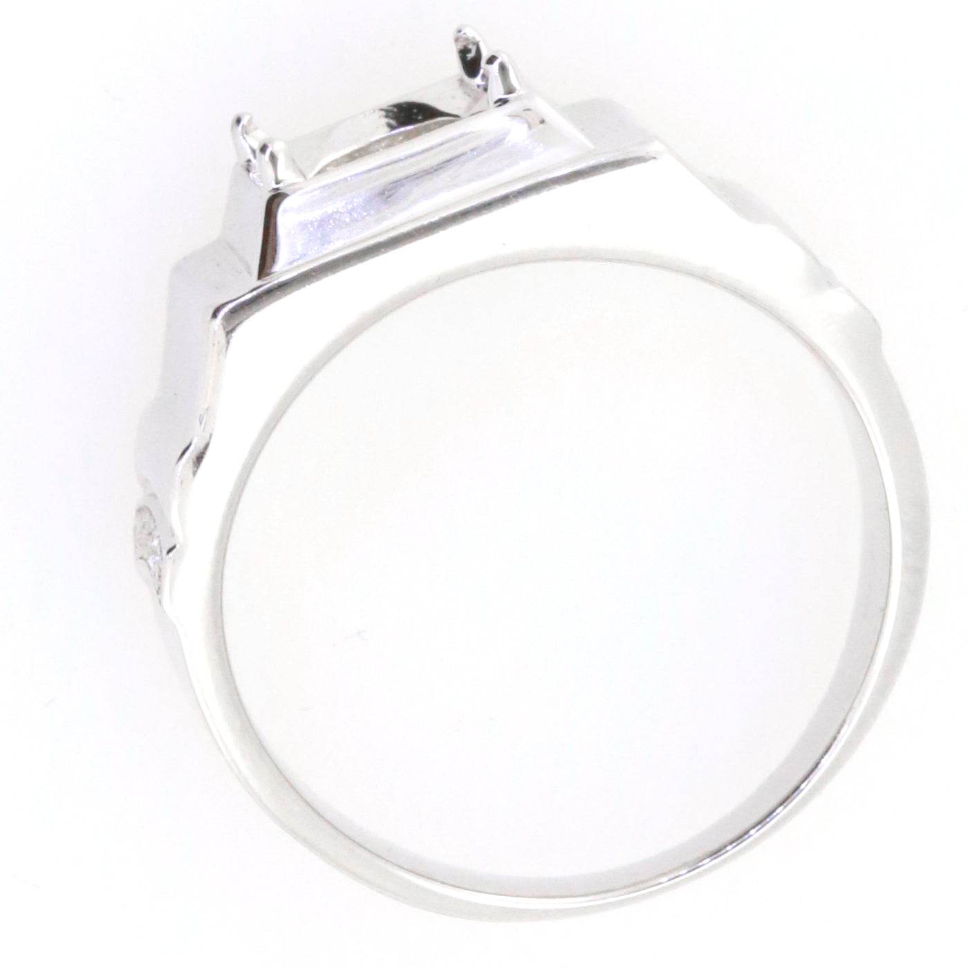 Men's Sterling Silver Semi Mount Ring Setting Round RD 8x8mm Ring with Accent - Syzjewelry