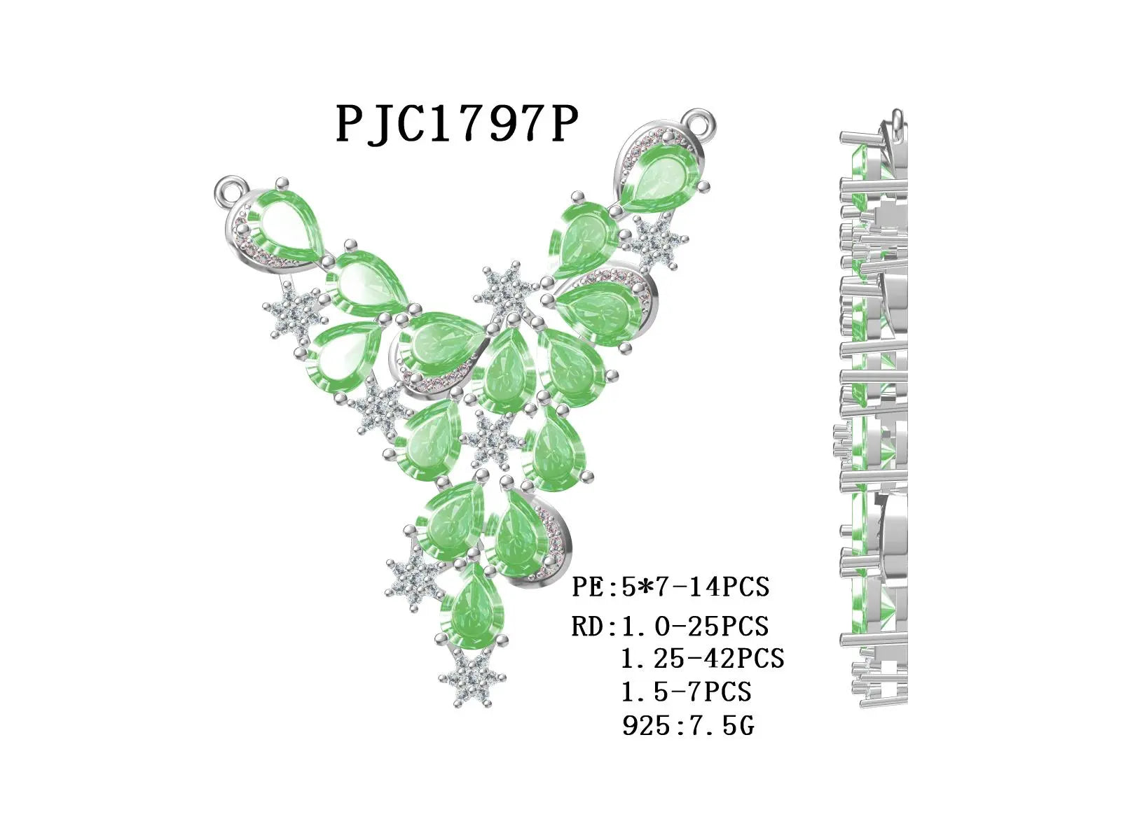 Sterling Silver Semi Mount Pendant Setting Pear PE 7X5mm Necklace DHJ
