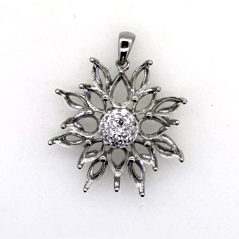 Sterling Silver Semi Mount Pendant Setting PE 6X4mm Celestial Star Theme Syzjewelry