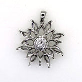 Sterling Silver Semi Mount Pendant Setting PE 6X4mm Celestial Star Theme Syzjewelry