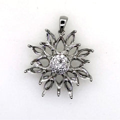 Sterling Silver Semi Mount Pendant Setting PE 6X4mm Celestial Star Theme Syzjewelry