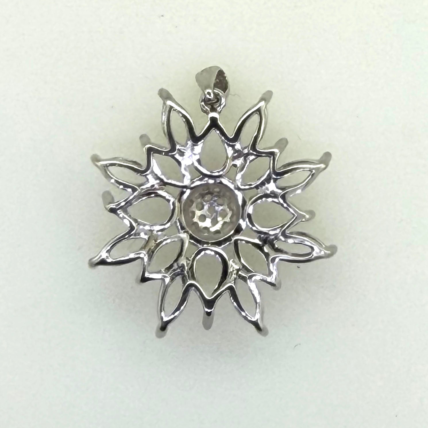 Sterling Silver Semi Mount Pendant Setting PE 6X4mm Celestial Star Theme Syzjewelry