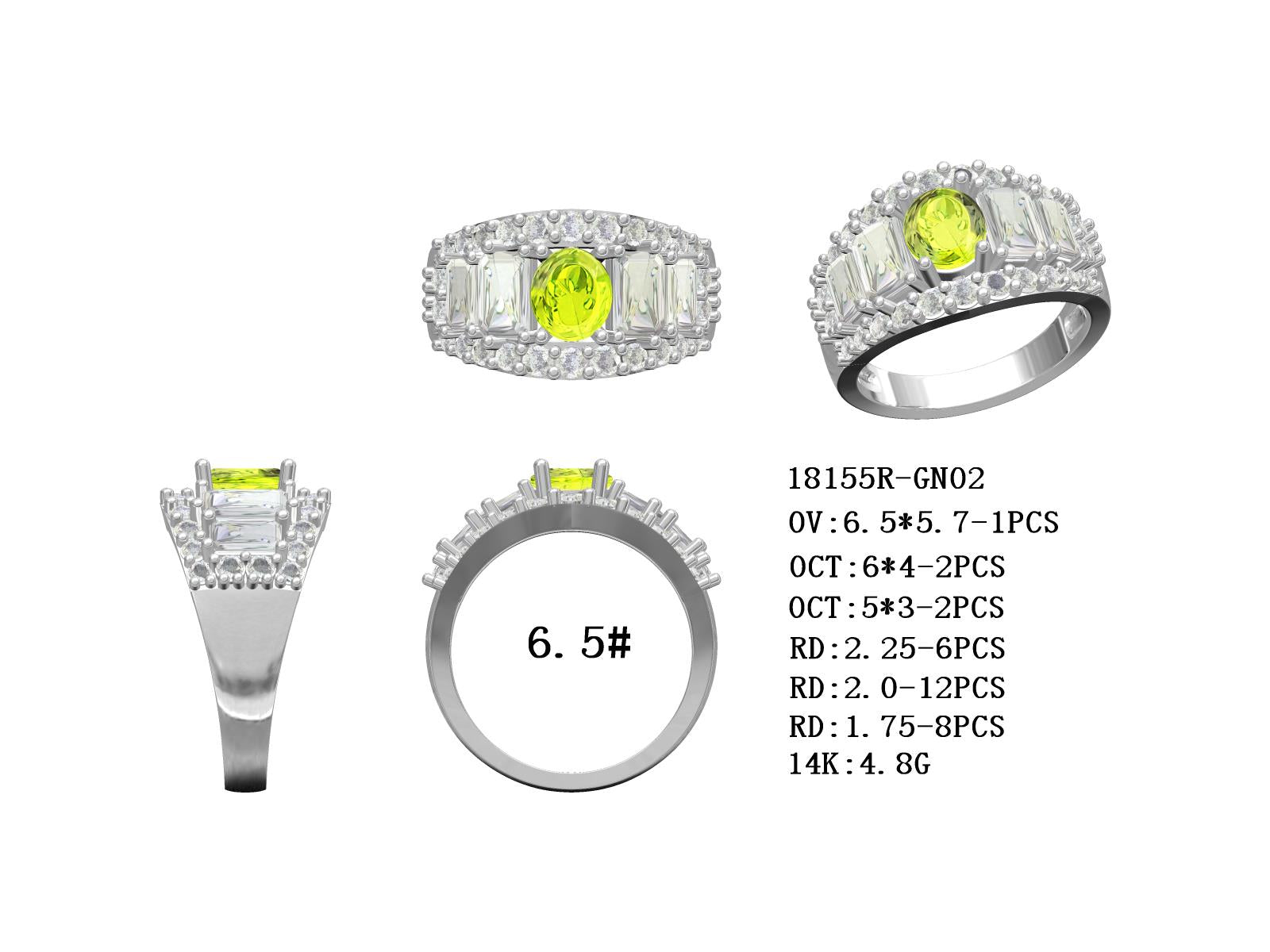14K White Gold Semi Mount Ring Setting Oval OV 6.5x5.7x3.5mm with Lab Diamond Side Stones Syzjewelry