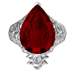 Sterling Silver Semi Mount Ring Setting Pear PE 18X13mm Art Nouveau Cocktail DHJ