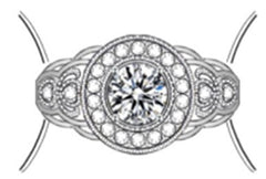 Sterling Silver Semi Mount Ring Setting Round RD 6.5x6.5mm Halo DHJ