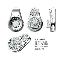 Sterling Silver Semi Mount Pendant Setting Round RD 6.5x6.5mm Halo DHJ