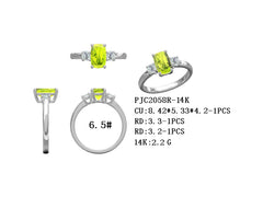 14K White Gold Semi Mount Ring Setting Cushion CU 8.42x5.33x4.20mm RD 3.3mm RD 3.2mm Size 6.5 Syz Jewelry