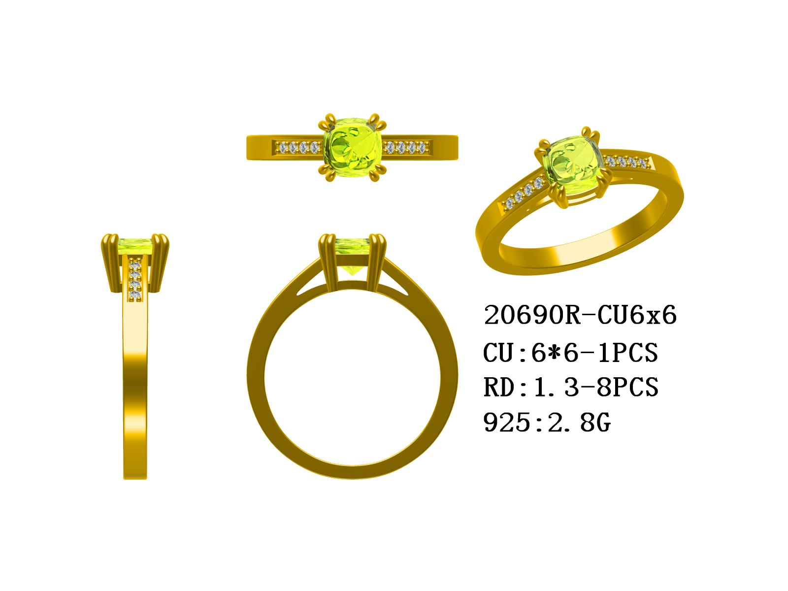 Sterling Silver Semi Mount Ring Setting Cushion CU 6X6mm Syzjewelry