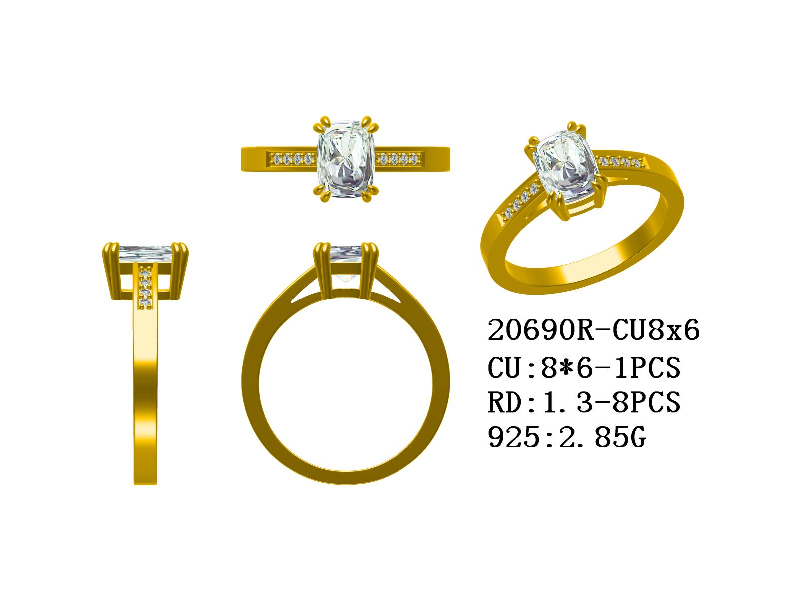 Sterling Silver Semi Mount Ring Setting Cushion CU 8X6mm Syzjewelry