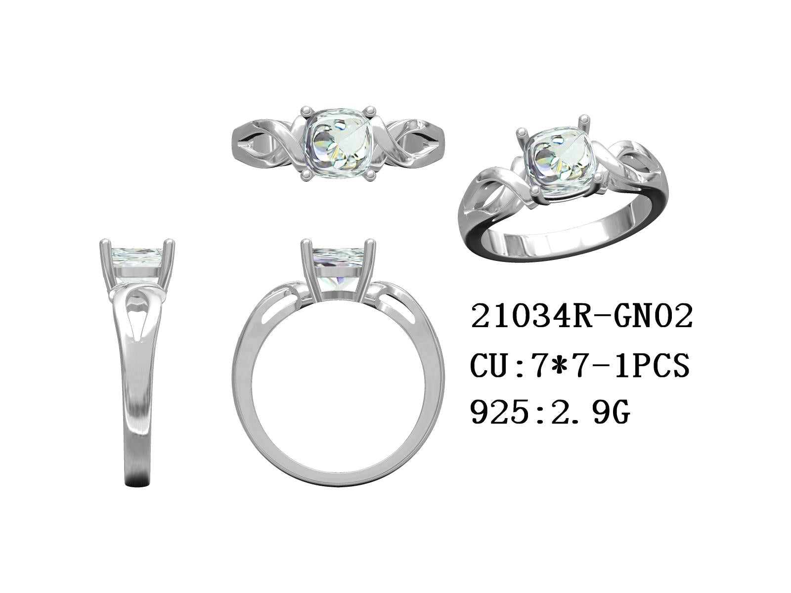 Sterling Silver Semi Mount Ring Setting Cushion CU 7X7mm Syzjewelry