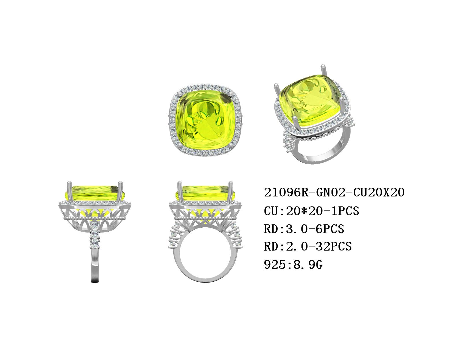 Sterling Silver Semi Mount Ring Setting Cushion CU 20x20mm Halo Ring Syzjewelry