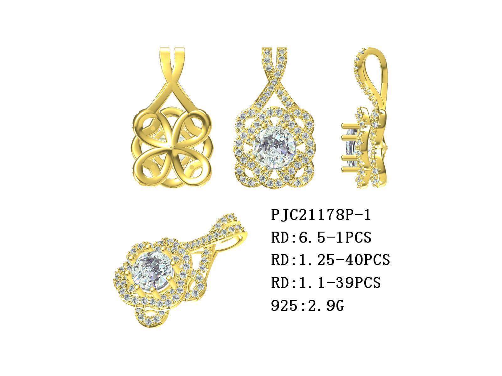 Sterling Silver Semi Mount Pendant Setting Round RD 6.5x6.5mm with White Topaz Syzjewelry