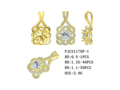 Sterling Silver Semi Mount Pendant Setting Round RD 6.5x6.5mm with White Topaz Syzjewelry