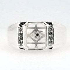 Men's Ring Settings Sterling Silver Ring Mounting Emerald OCT 10X8mm Bezel Set Syzjewelry