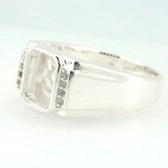 Men's Ring Settings Sterling Silver Ring Mounting Emerald OCT 10X8mm Bezel Set Syzjewelry