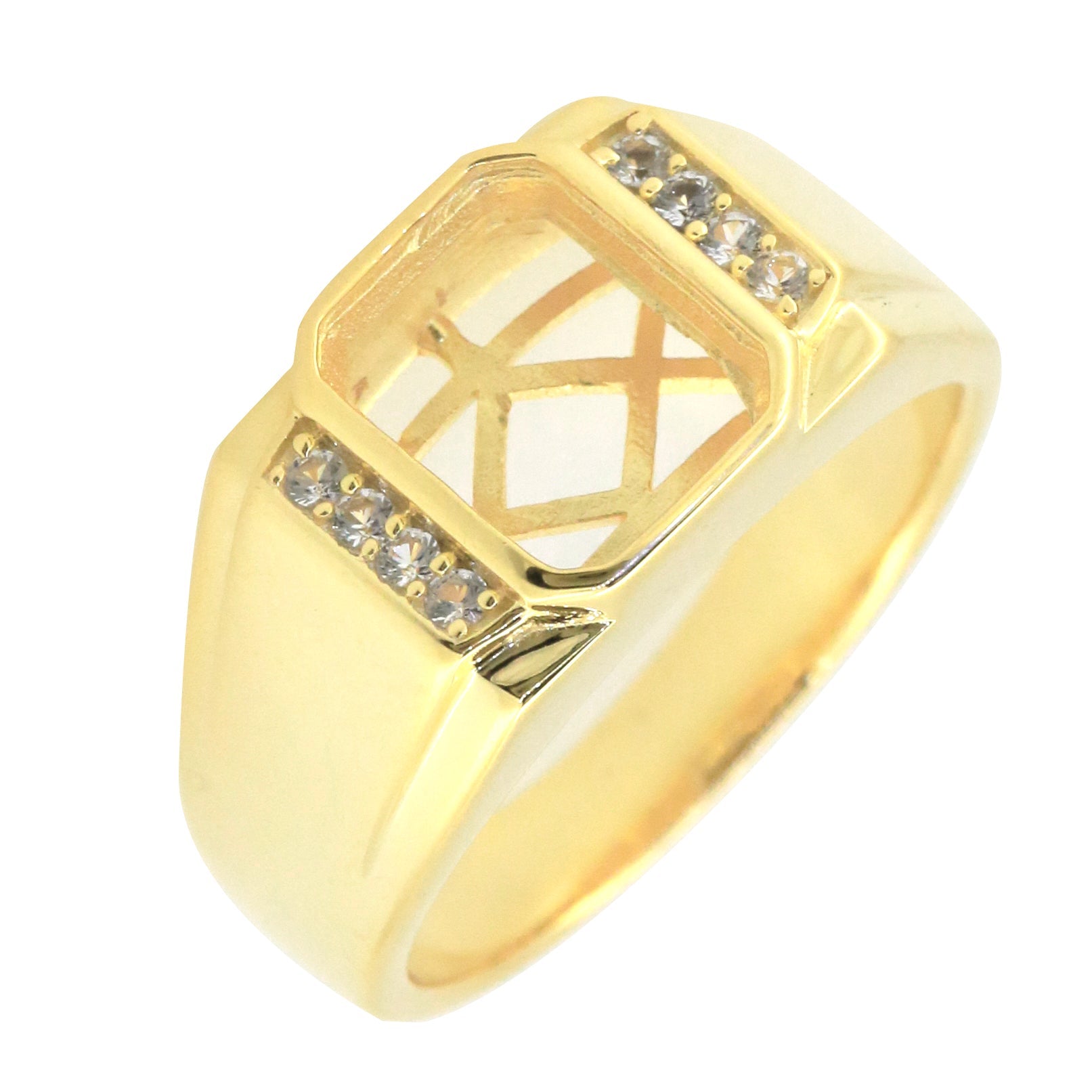 Men's Ring Settings Sterling Silver Ring Mounting Emerald OCT 10X8mm Bezel Set Syzjewelry