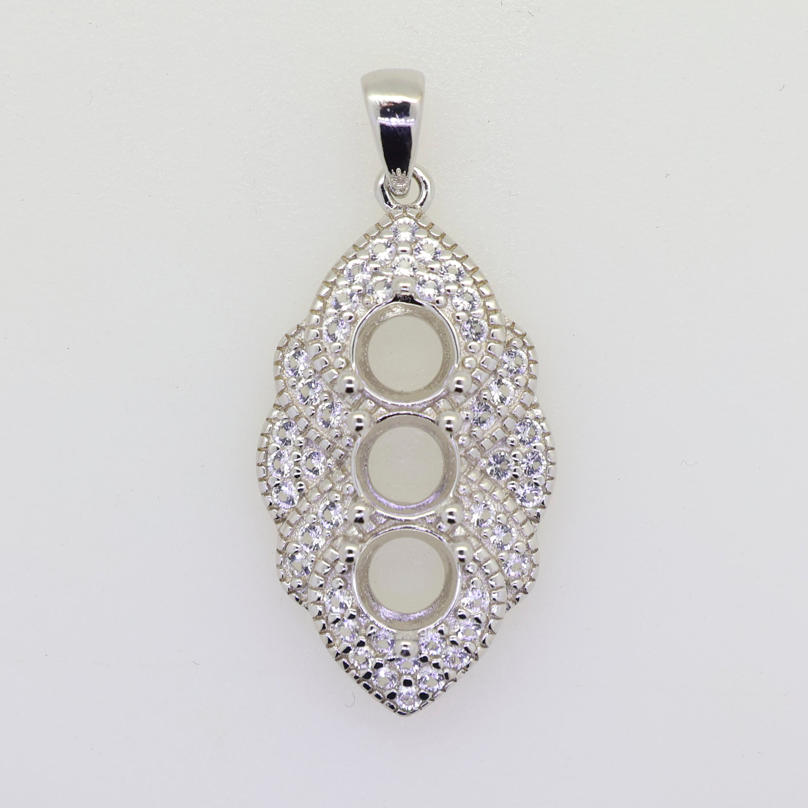 Sterling Silver Semi Mount Pendants Setting Round RD 5x5mm White Topaz Syzjewelry