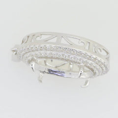 Sterling Silver Semi Mount Pendant Setting Oval OV 16x12mm Double Halo - Syzjewelry