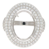 Sterling Silver Semi Mount Ring Setting Oval OV 18x13mm Double Halo Syzjewelry