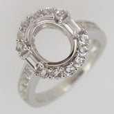 Sterling Silver Semi Mount Ring Setting Oval OV 10x8mm Halo White Topaz Syzjewelry