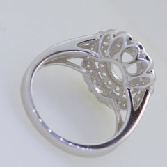 Sterling Silver Semi Mount Ring Setting Oval OV 9x7mm White Topaz Double Halo Syzjewelry