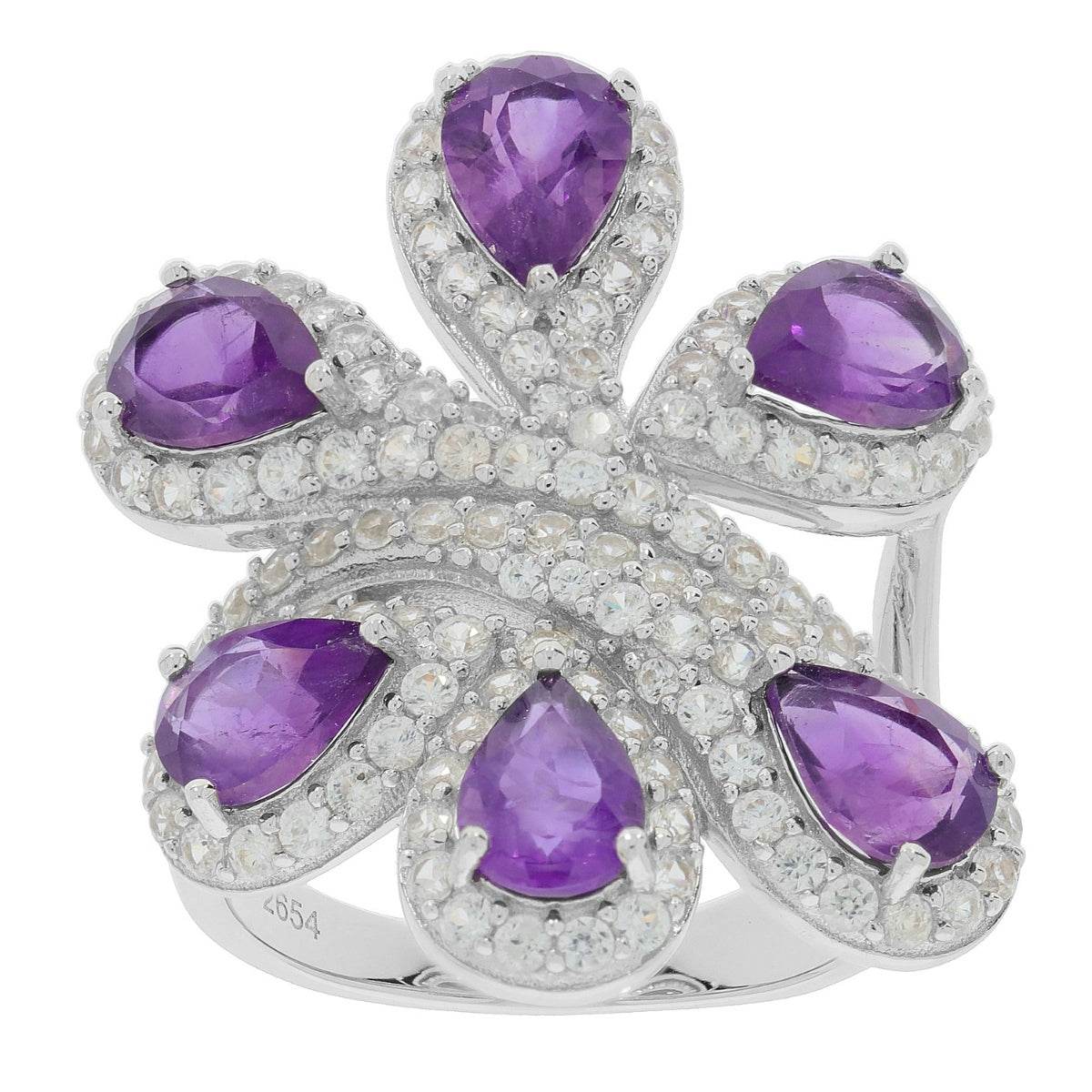 Sterling Silver Semi Mount Ring Setting Oval OV 7X5mm Twin Stone Cluster Ring Bypass Halo - Syzjewelry