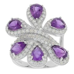 Sterling Silver Semi Mount Ring Setting Oval OV 7X5mm Twin Stone Cluster Ring Bypass Halo - Syzjewelry