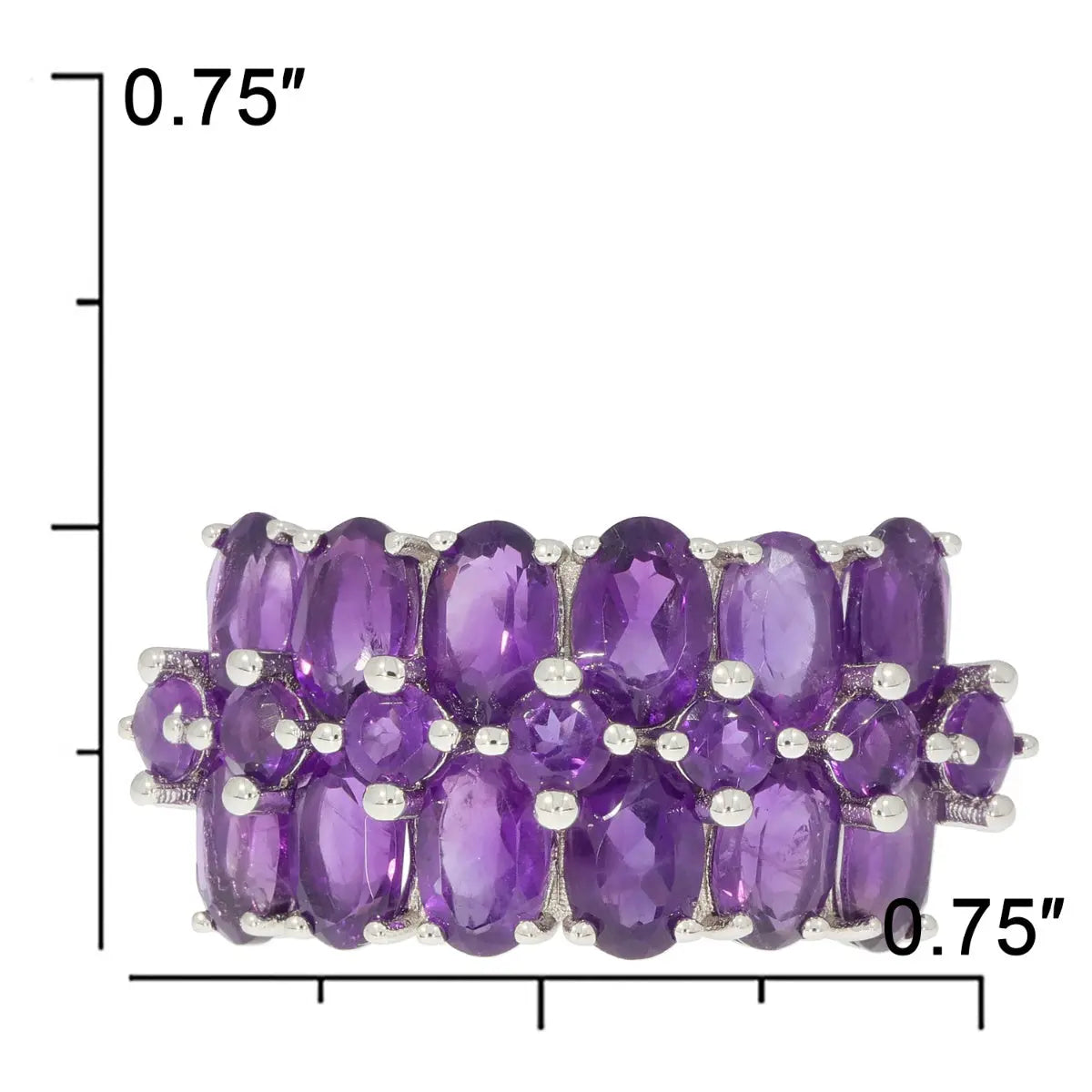 Sterling Silver Semi Mount Ring Setting Oval OV 6x4mm RD 3x3mm 3 Row DHJ