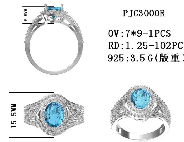 Sterling Silver Semi Mount Ring Setting Oval OV 9x7mm Syzjewelry