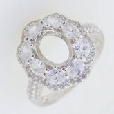 Sterling Silver Semi Mount Ring Setting Oval OV 9x7mm Halo DHJ