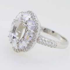 Sterling Silver Semi Mount Ring Setting Oval OV 9x7mm Halo DHJ