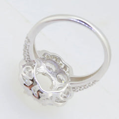 Sterling Silver Semi Mount Ring Setting Oval OV 9x7mm Halo DHJ