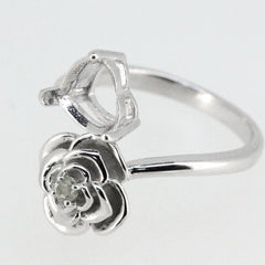 Sterling Silver Semi Mount Ring Setting Heart HT 8x8mm Love & Heart Toi et Moi Bypass Promise Ring Syzjewelry