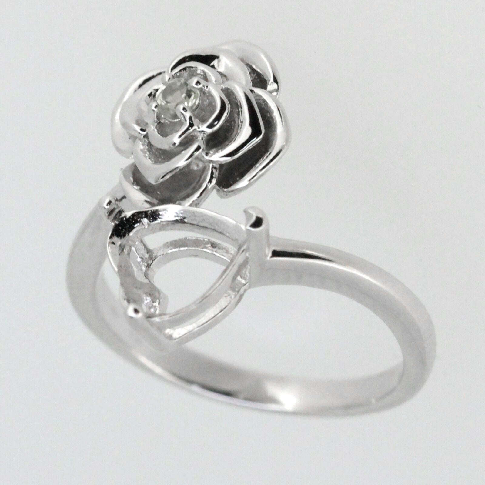 Sterling Silver Semi Mount Ring Setting Heart HT 8x8mm Love & Heart Toi et Moi Bypass Promise Ring Syzjewelry