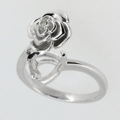 Sterling Silver Semi Mount Ring Setting Heart HT 8x8mm Love & Heart Toi et Moi Bypass Promise Ring Syzjewelry