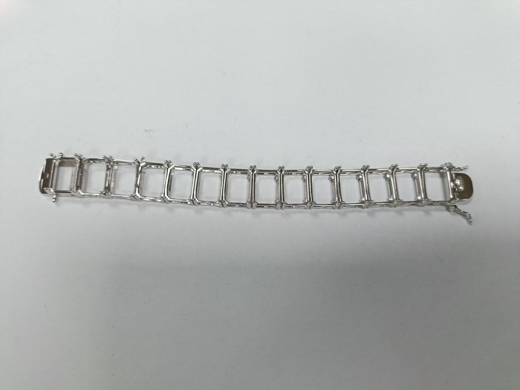 Sterling Silver Semi Mount Tennis Bracelet Setting Emerald OCT 14X10mm North South Syzjewelry