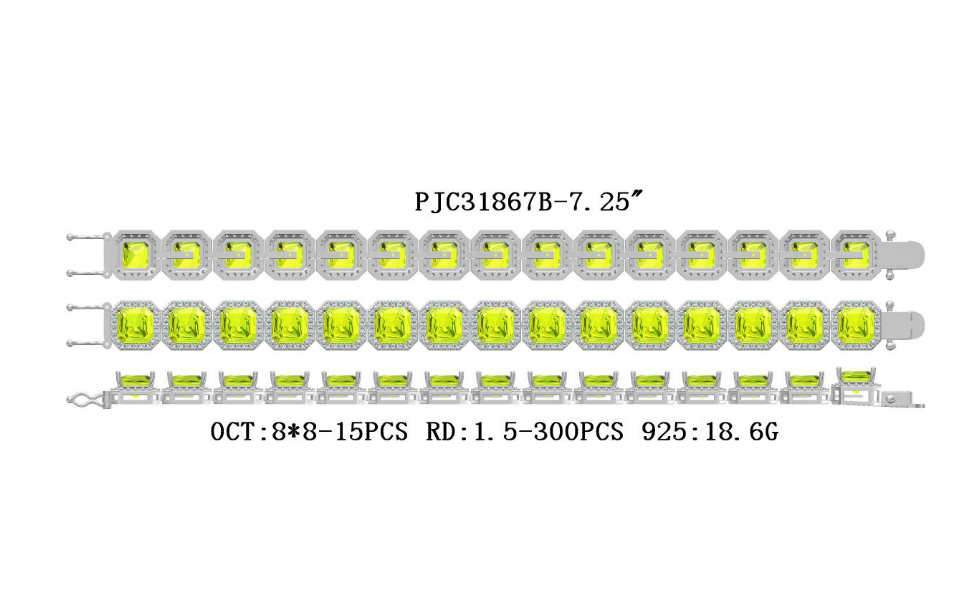 Sterling Silver Semi Mount Tennis Bracelet Setting SQ 8X8 mm Halo Tennis Bracelet Syzjewelry