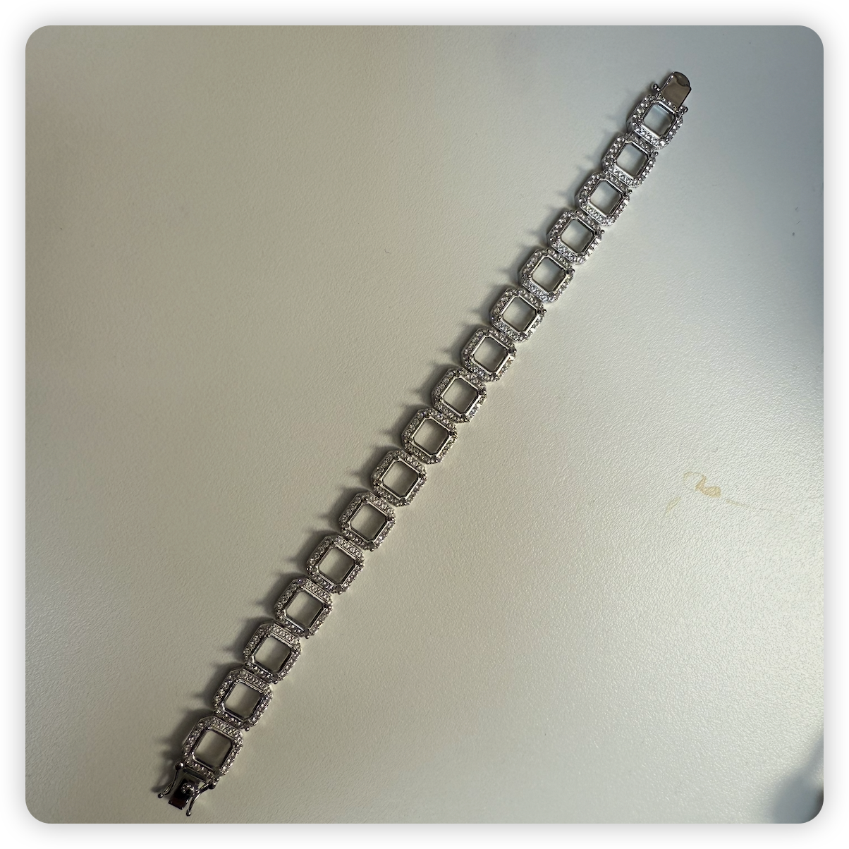 Sterling Silver Semi Mount Tennis Bracelet Setting SQ 8X8 mm Halo Tennis Bracelet Syzjewelry