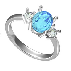 Sterling Silver Semi Mount Ring Setting Oval OV 9X7mm RD 3.5mm 3 Stone Ring Syzjewelry