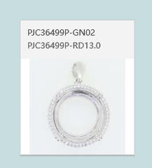 Sterling Silver Semi Mount Pendant Setting Round RD 13X13mm Syzjewelry