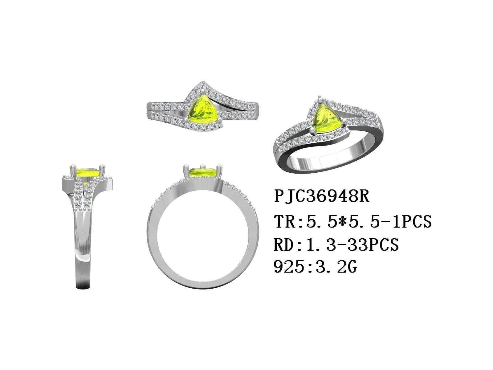 Sterling Silver Semi Mount Ring Setting Trillion TR 5.5X5.5mm Syzjewelry