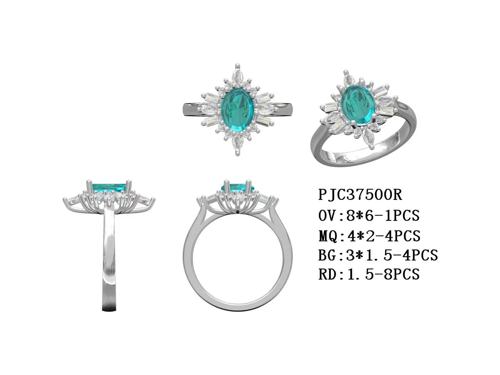 Sterling Silver Semi Mount Ring Setting Oval OV 8x6mm with CZ Accents Syzjewelry